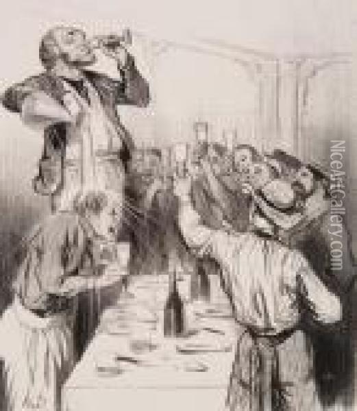 Les Canotiers Parisiens Oil Painting - Honore Daumier