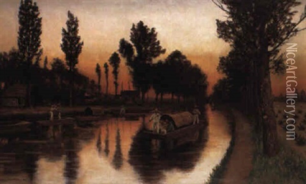 Canal De Santa Anita Oil Painting - August Loehr