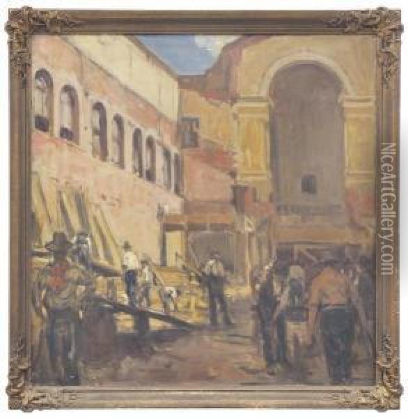 Demolition Of Australian Church Oil Painting - Frederick George Reynolds