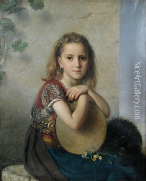 Portrait Of A Young Gypsy Girl Oil Painting - Marie Adelaide (Adele) Kindt