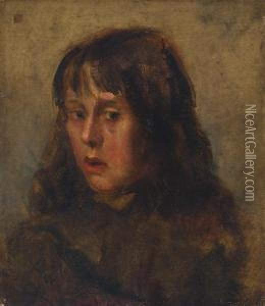 Portrait Of A Young Boy In A Coat Oil Painting - Nicholas Gysis