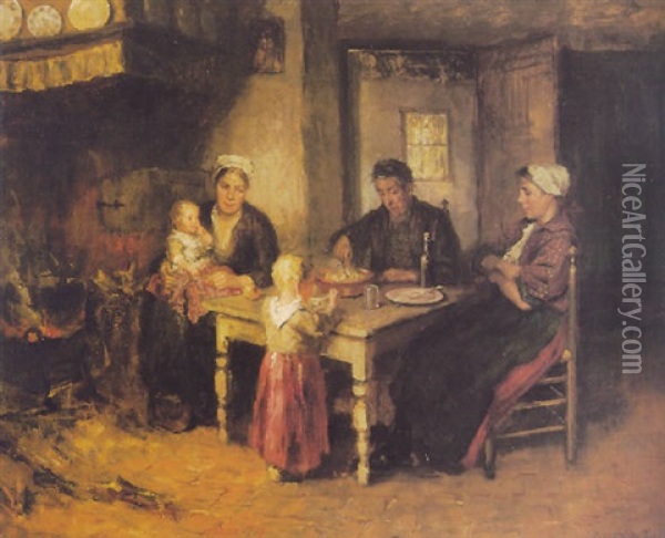 The Evening Meal Oil Painting - Bernard de Hoog