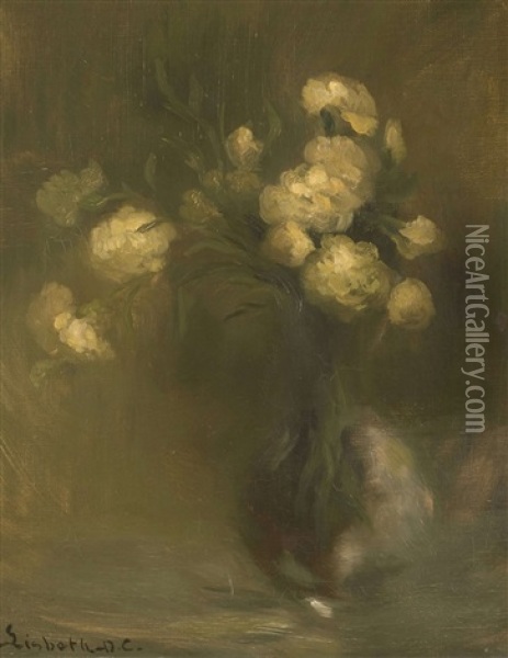 Bouquet De Fleurs Blanches Oil Painting - Lisbeth Delvolve-Carriere