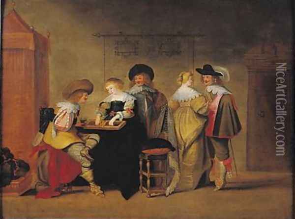 Backgammon Players 2 Oil Painting - Christoffel Jacobsz van der Lamen