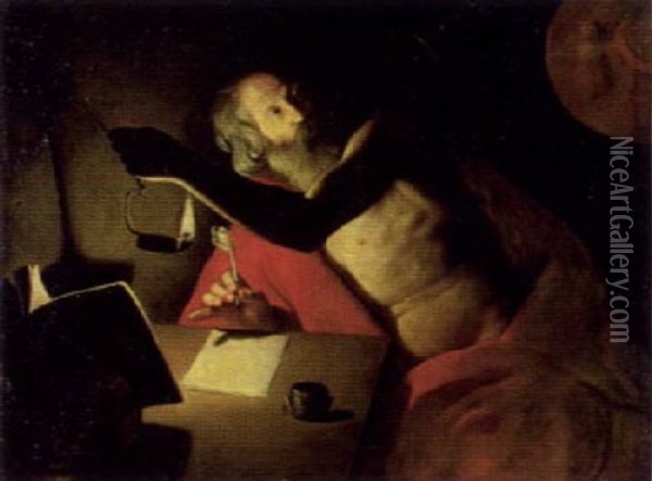 Der Heilige Hieronymus Schreibend Oil Painting - Trophime (Theophisme) Bigot the Elder