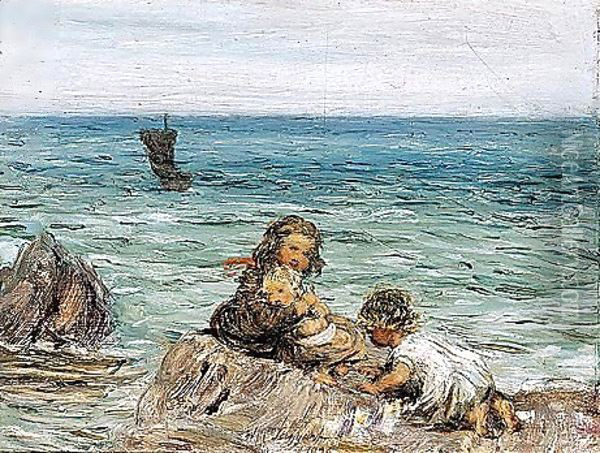 Waiting For Father Oil Painting - William McTaggart