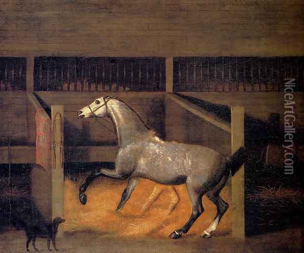 A Dappled Grey In A Stall Oil Painting - Francis Sartorius