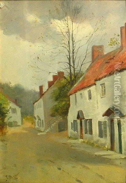 A Village Lane Oil Painting - John Atkinson