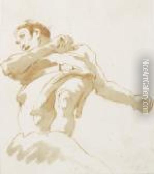 A Standing Man Seen From Below Oil Painting - Giovanni Battista Tiepolo