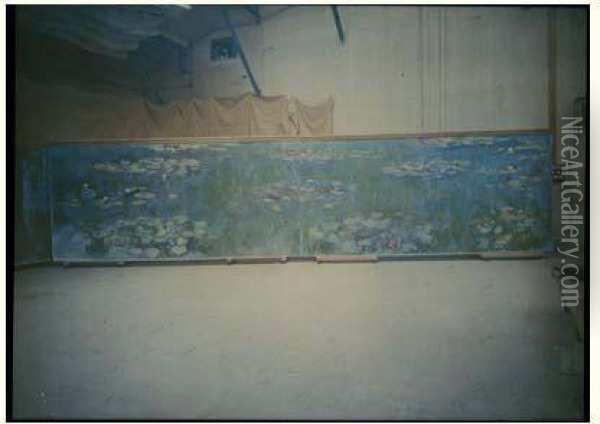 Les Nympheas Dans L'atelier, Avant 1921 Oil Painting - Etienne Clementel