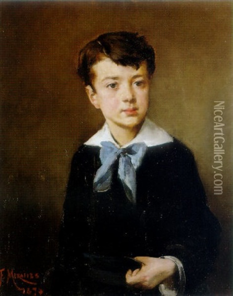 Portrait Of Enrique Perez Oil Painting - Francisco Miralles y Galup