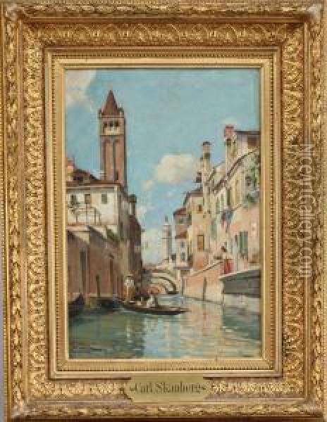 Canal Scene From Rio Di San Barnaba, Venice Oil Painting - Carl Skanberg