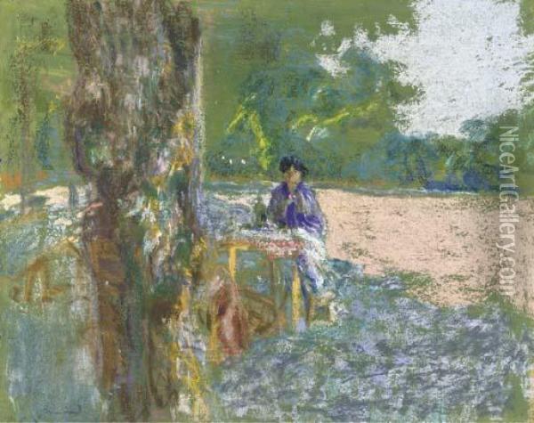 Jeune Femme Assise Sous L'arbre Dans Le Parc Oil Painting - Jean-Edouard Vuillard