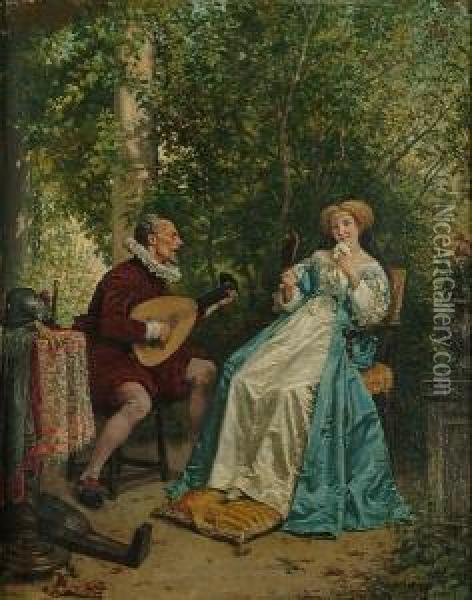 Serenading The Maiden Oil Painting - Emile Robellaz
