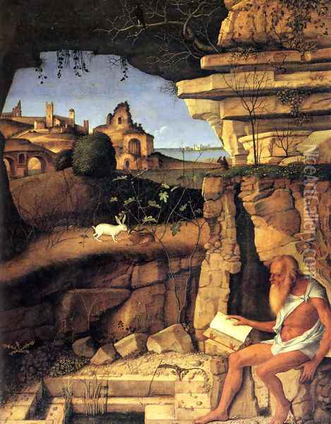 Saint Jerome Reading 1505 Oil Painting - Giovanni Bellini