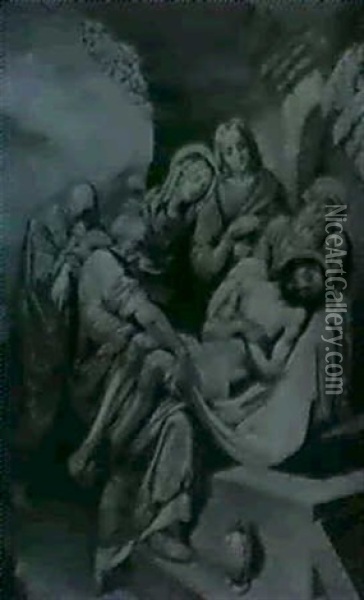Grablegung Christi Mit Johannes Und Den Beiden Marien Oil Painting - Carl Friedrich Goser