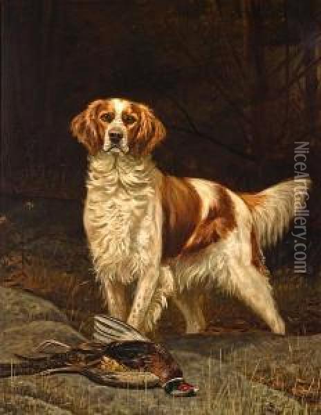 An English Setter In A Field Oil Painting - Alexander Pope