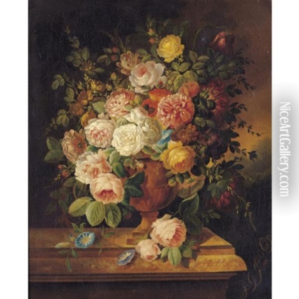 Vase With Flowers Oil Painting - Georgius Jacobus Johannes van Os