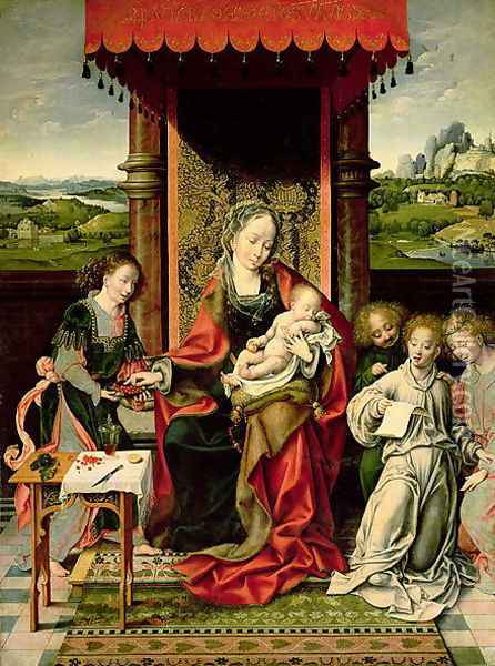 The Virgin and Child with Angels Oil Painting - Joos Van Cleve