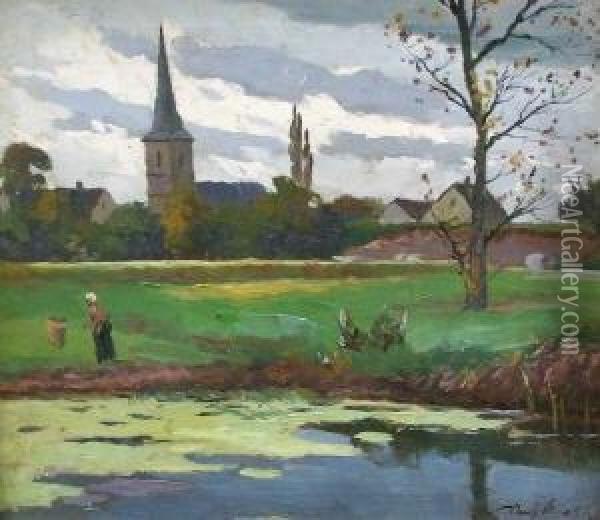 Am Dorfweiher Oil Painting - Hans Mathis