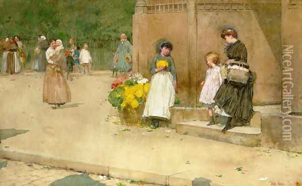 The Flower Seller Oil Painting - Frederick Childe Hassam