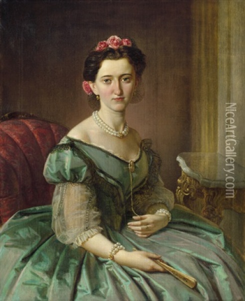 Bildnis Der Olga Charlotte Marie Grafin Zu Solms-tecklenburg Oil Painting - Eduard Robert Bary