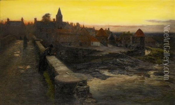 A Scottish City View Oil Painting - Joseph Farquharson