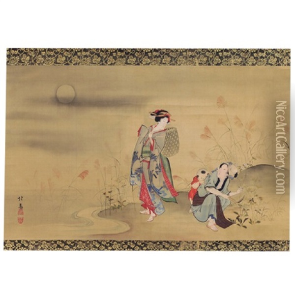 Haha Ko Mago Akikusagari No Zu Oil Painting -  Hokuba