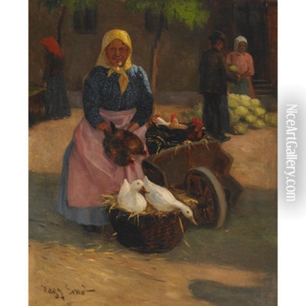 Market Day Oil Painting - Ernest De Nagy