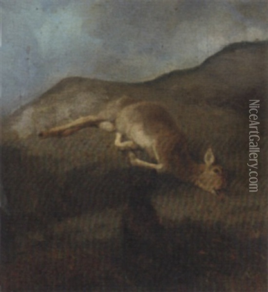 A Dead Deer On A Rock, With A Dog Oil Painting - Sir Edwin Henry Landseer