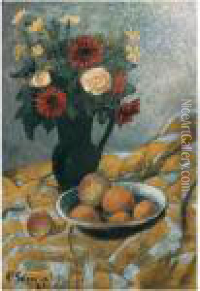 Bouquet, Peches Et Abricots Oil Painting - Paul Serusier