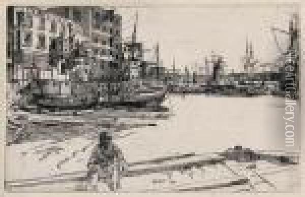 Eagle Wharf Oil Painting - James Abbott McNeill Whistler