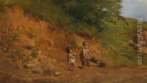 Children Playing Oil Painting - Eduard Ritter