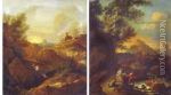 Paesaggi Con Corsi D?acqua E Figure Oil Painting - Gaspard Dughet Poussin