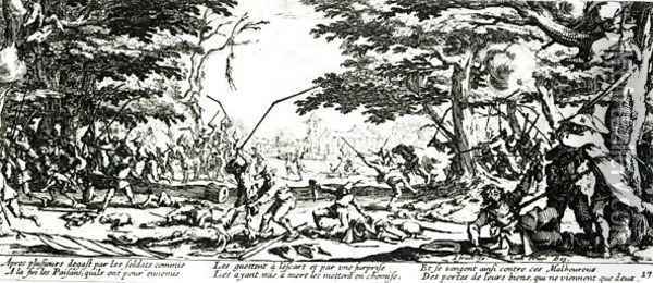 The Peasants' Revenge, plate 17 from 'The Miseries and Misfortunes of War', 1633 Oil Painting - Jacques Callot