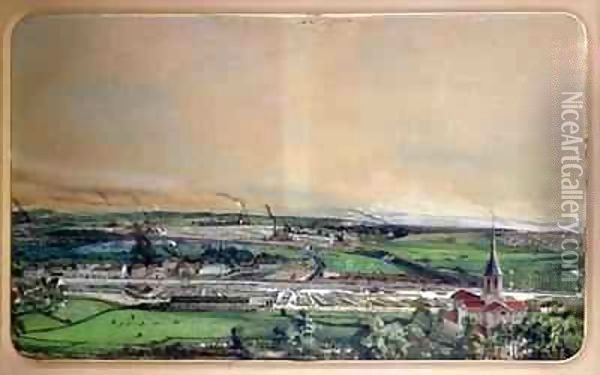 Industrial landscape in the Blanzy coal field, Saone-et-Loire 4 Oil Painting - Ignace Francois Bonhomme