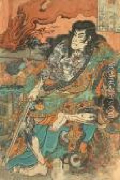 Suikoden Goketsu Hyakuhachinin No Hitori Oil Painting - Utagawa Kuniyoshi