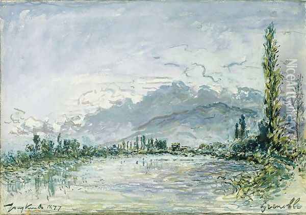 The River Isere at Grenoble, 1877 Oil Painting - Johan Barthold Jongkind