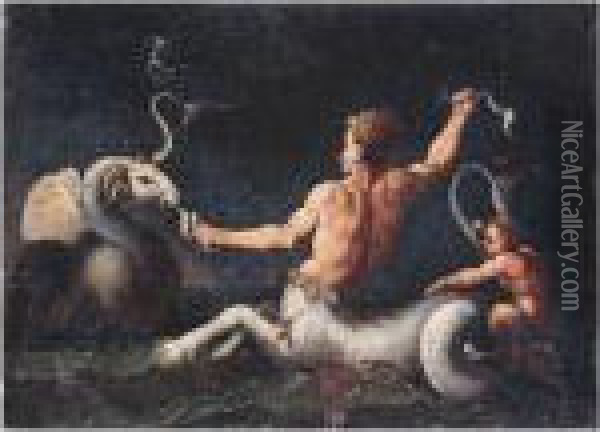 The Battle Of The Tritons Oil Painting - Raphael (Raffaello Sanzio of Urbino)