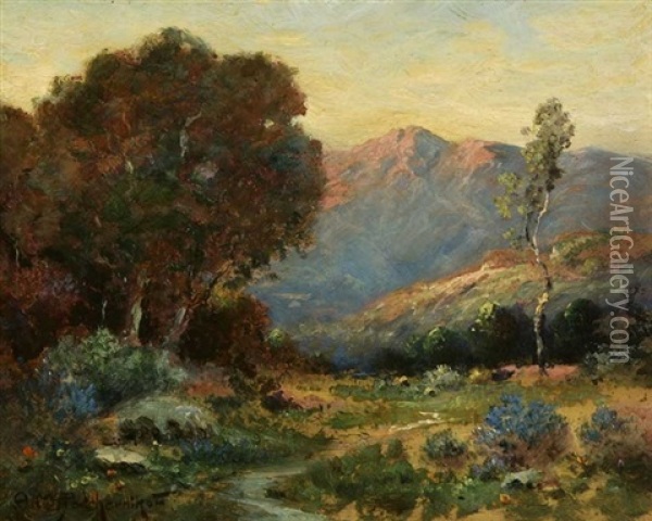 Stream In Foothill Landscape Oil Painting - Alexis Matthew Podchernikoff