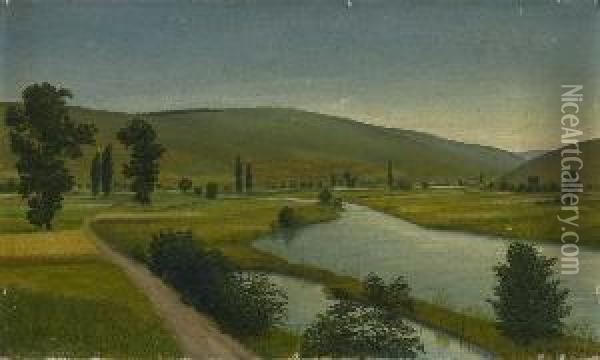 Mainlandschaft. 1925 Oil Painting - Georg Schrimpf