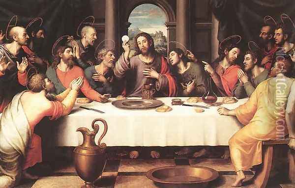 The Last Supper (2) 1560s Oil Painting - Juan De (Vicente) Juanes (Masip)