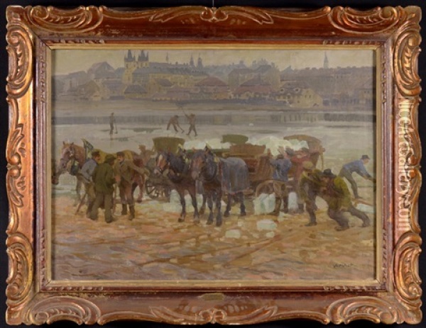Prague Icemen Oil Painting - Vaclav Maly