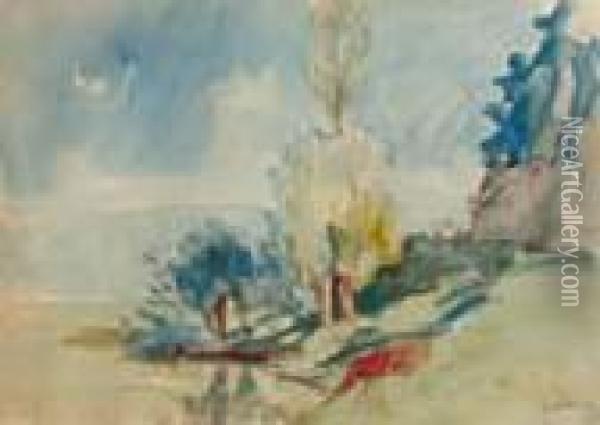 Paysage De Bord De Riviere Oil Painting - Albert Lebourg