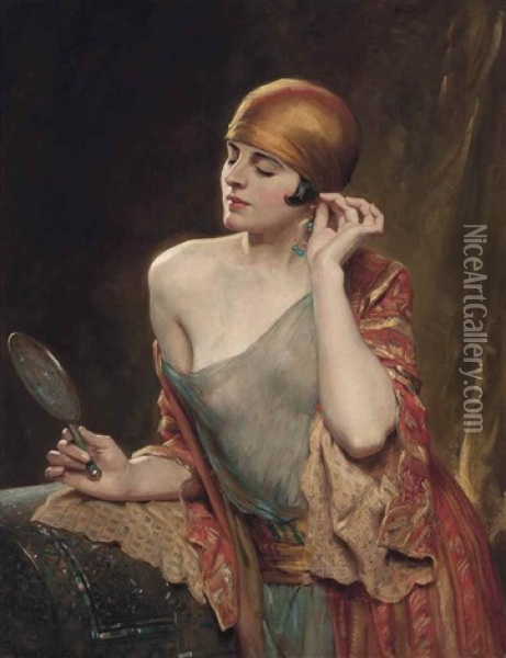 The Studio Mirror Oil Painting - Albert Henry Collings