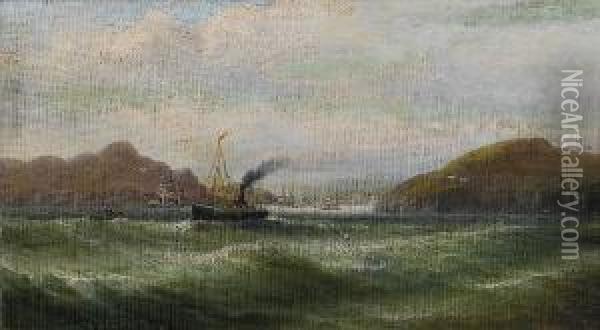 A Whaling Fleet In The Bay Of Islands, New Zealand Oil Painting - Valentine, Val Delawarr