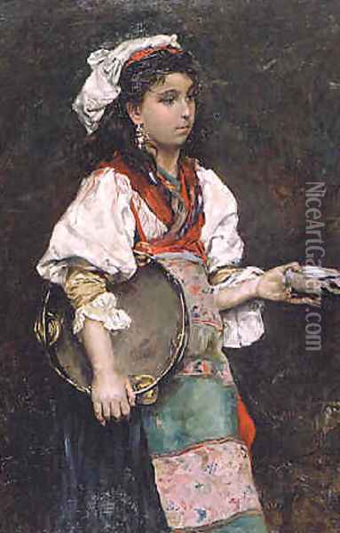The Italian Girl Oil Painting - Julius LeBlanc Stewart