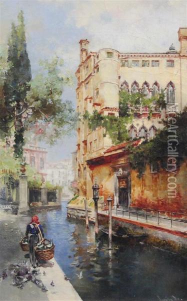 Venetian Canal Scene Oil Painting - Jean Paul Sinibaldi