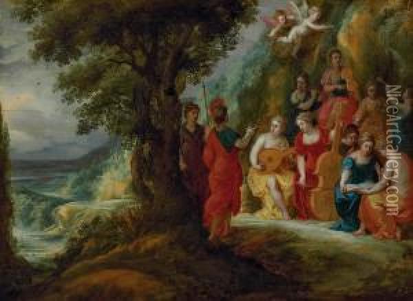 Apollo And The Muses Oil Painting - Hendrik van Balen