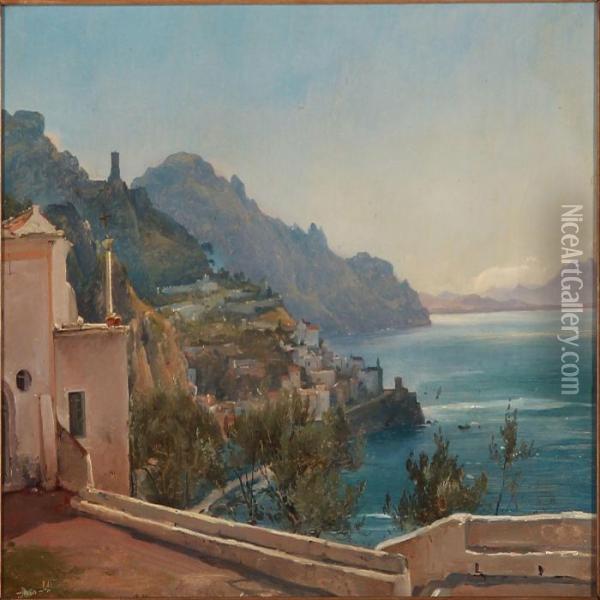 Udsigt Over Amalfi Oil Painting - Vilhelm Thomas Pedersen